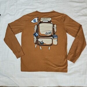 Carhartt Boys 18–20 Long Sleeve Shirt – Brown – Pocket Tee – Unique Graphic Back
